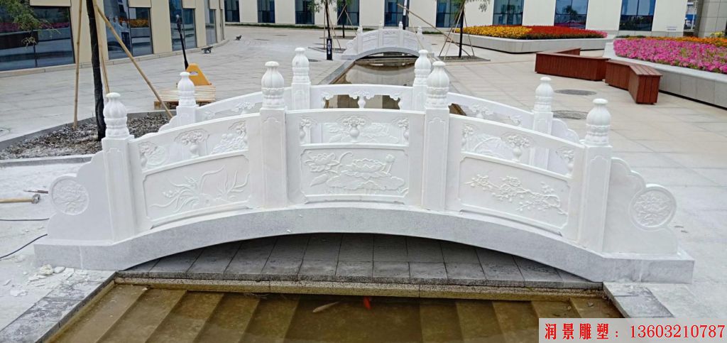 厂家直销汉白玉栏杆 小石桥 公园石栏板装饰 石拱桥尺寸可定制